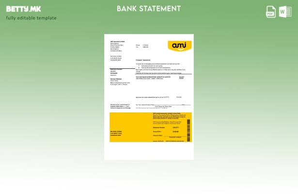 модерен стил Нов Зеланд Ami Insurance Limited Шаблон за збор за извод од банка